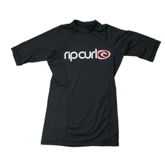 Rip Curl Girl's Black Rash Guard Short Sleeve Size M - Picture 1 of 4